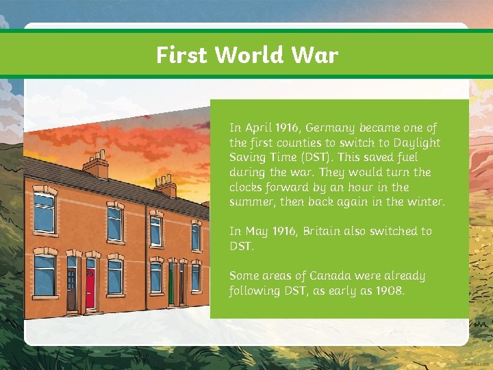First World War In April 1916, Germany became one of the first counties to