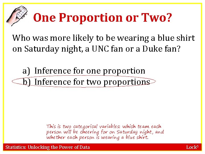 One Proportion or Two? Who was more likely to be wearing a blue shirt