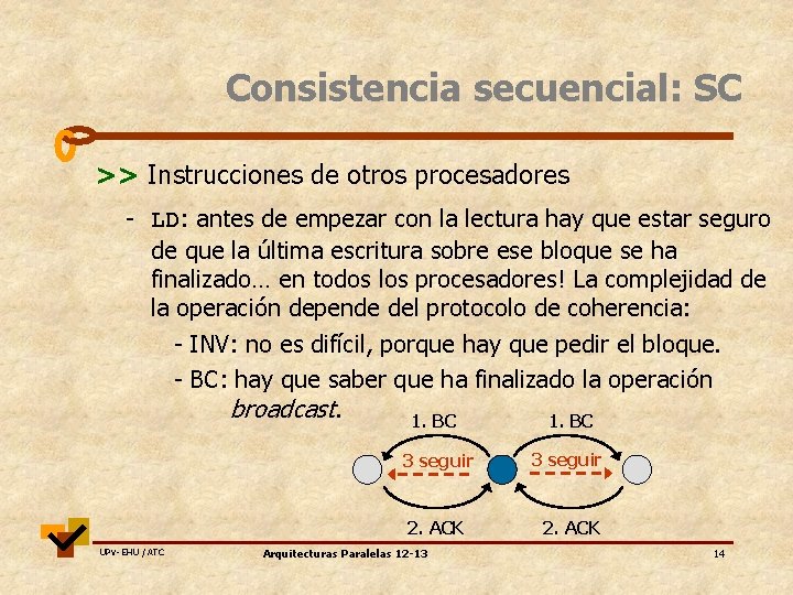 Consistencia secuencial: SC >> Instrucciones de otros procesadores - LD: antes de empezar con