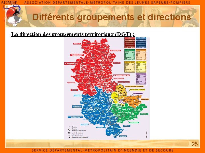 Différents groupements et directions La direction des groupements territoriaux (DGT) : 25 Différents groupements et directions La direction des groupements territoriaux (DGT) : 25