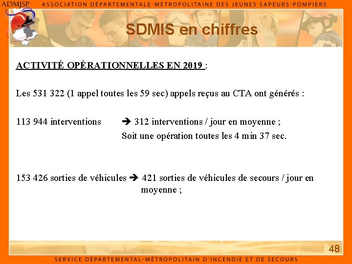 SDMIS en chiffres ACTIVITÉ OPÉRATIONNELLES EN 2019 : Les 531 322 (1 appel toutes SDMIS en chiffres ACTIVITÉ OPÉRATIONNELLES EN 2019 : Les 531 322 (1 appel toutes