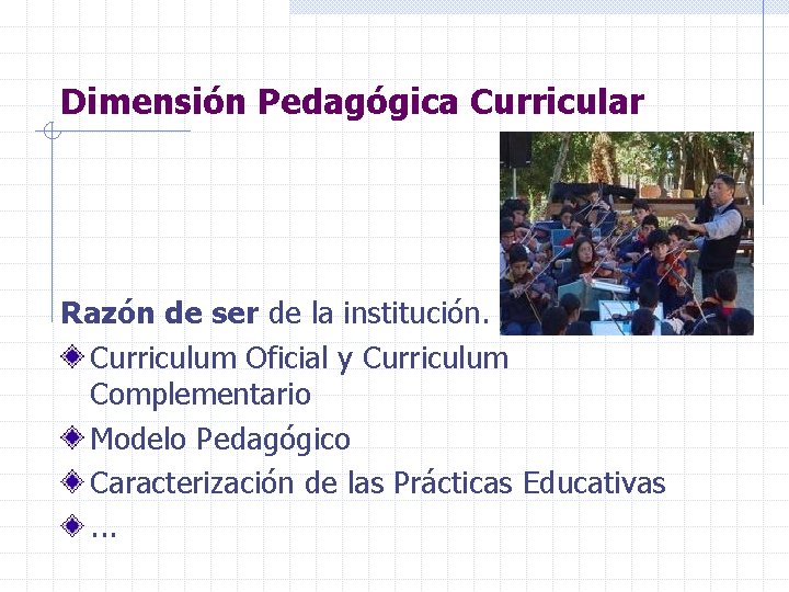 Dimensión Pedagógica Curricular Razón de ser de la institución. Curriculum Oficial y Curriculum Complementario