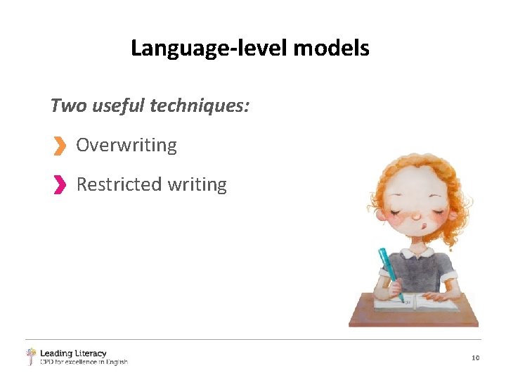 Language-level models Two useful techniques: Overwriting Restricted writing 10 