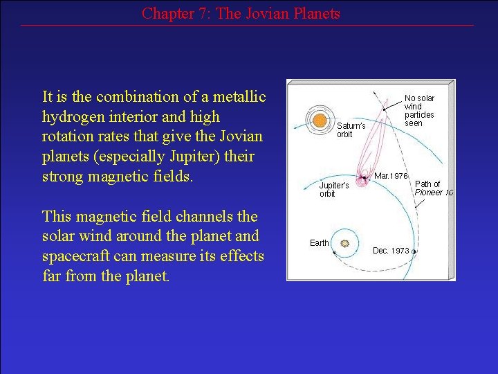 Chapter 7: The Jovian Planets It is the combination of a metallic hydrogen interior