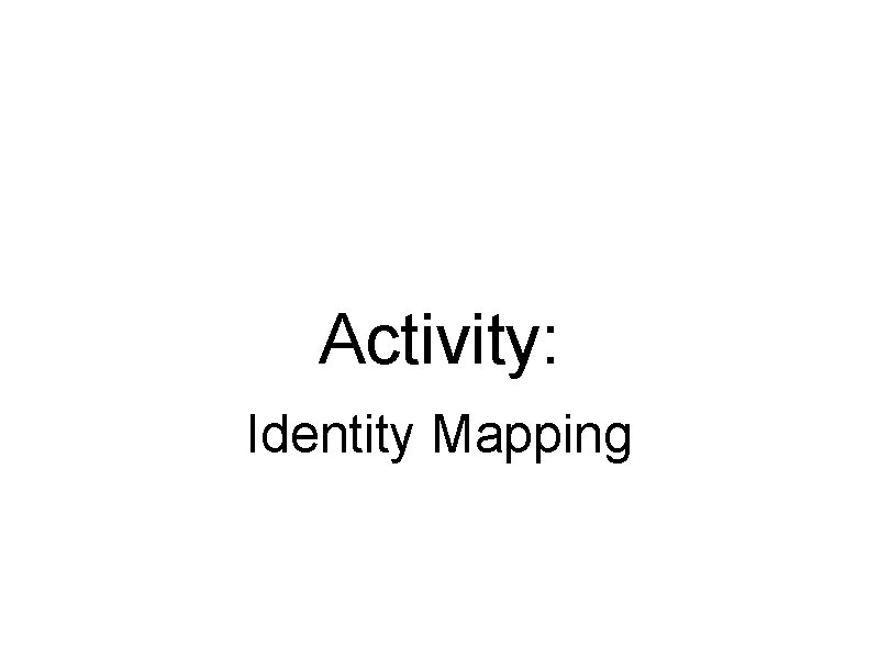 Activity: Identity Mapping 