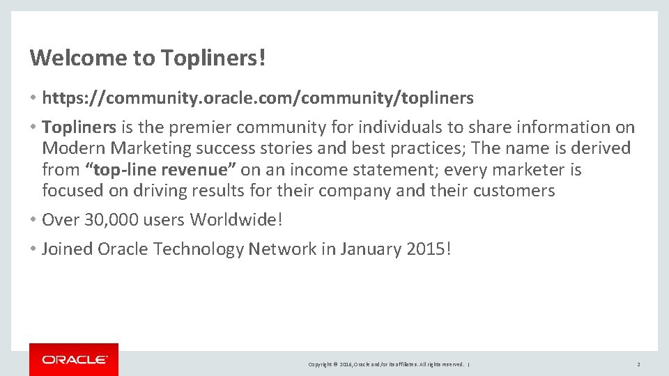 Join Topliners Today Topliners Community On Oracle Technology