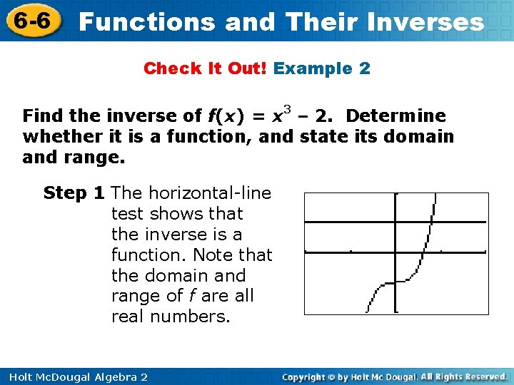 6 -6 Functions and Their Inverses Check It Out! Example 2 Find the inverse