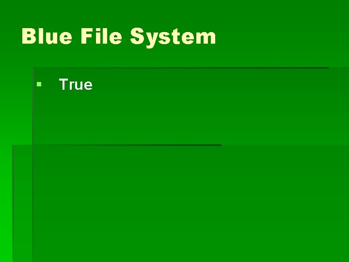 Blue File System § True 