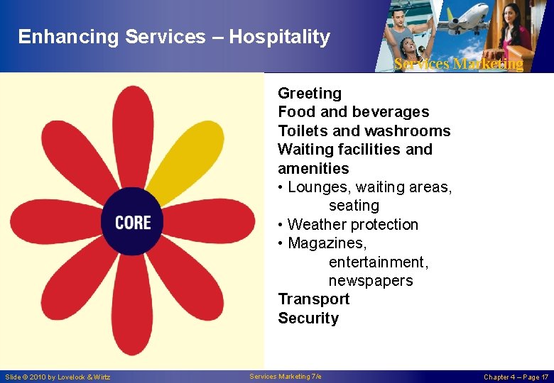 Enhancing Services – Hospitality Services Marketing Greeting Food and beverages Toilets and washrooms Waiting