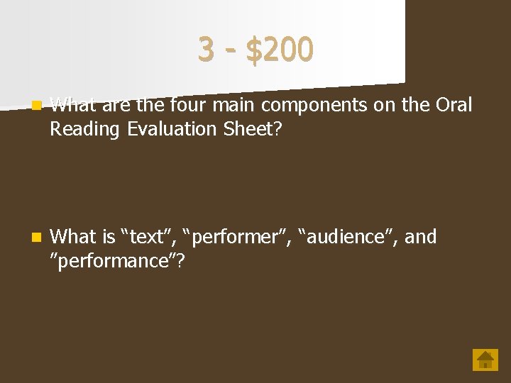 3 - $200 n What are the four main components on the Oral Reading 3 - $200 n What are the four main components on the Oral Reading