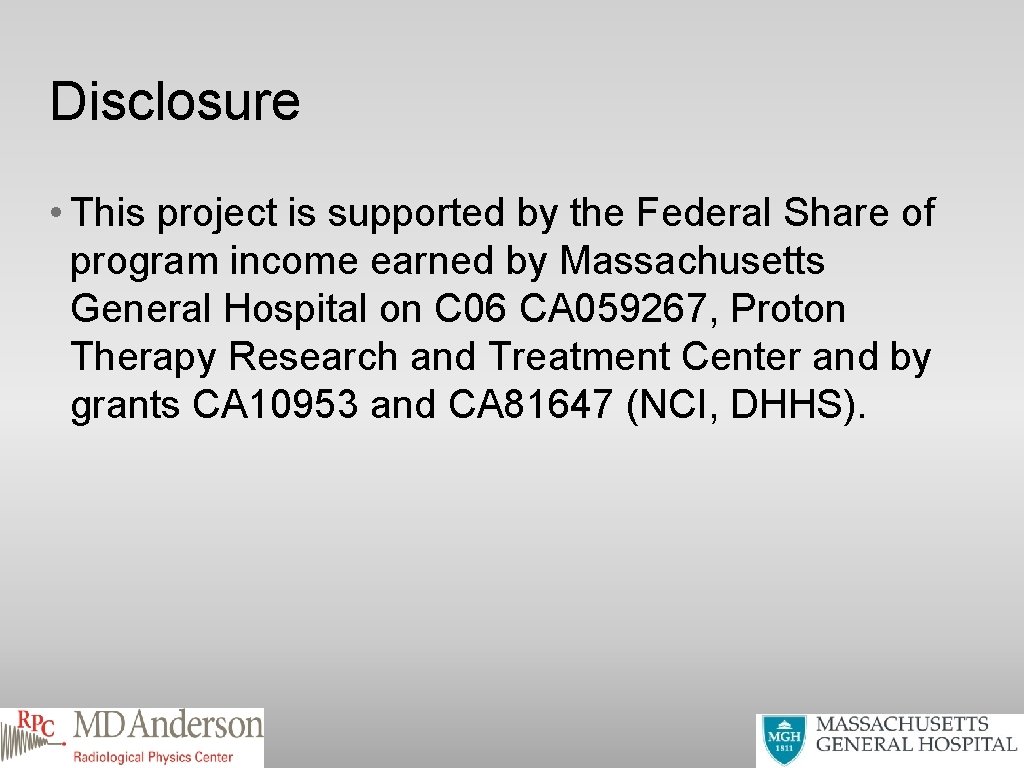 Disclosure • This project is supported by the Federal Share of program income earned