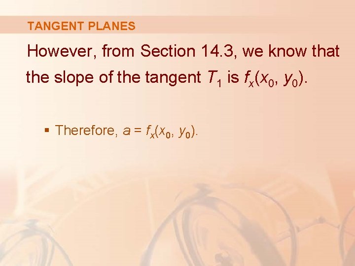 TANGENT PLANES However, from Section 14. 3, we know that the slope of the