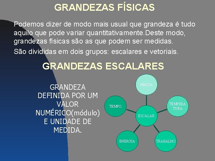 GRANDEZAS FÍSICAS Podemos dizer de modo mais usual que grandeza é tudo aquilo que GRANDEZAS FÍSICAS Podemos dizer de modo mais usual que grandeza é tudo aquilo que