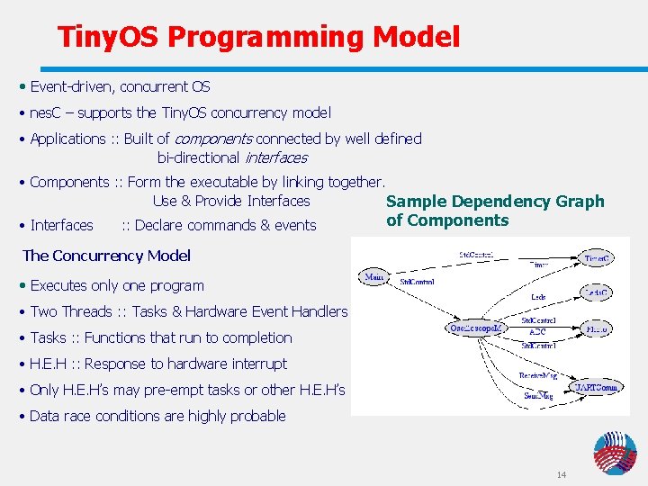 Tiny. OS Programming Model • Event-driven, concurrent OS • nes. C – supports the Tiny. OS Programming Model • Event-driven, concurrent OS • nes. C – supports the