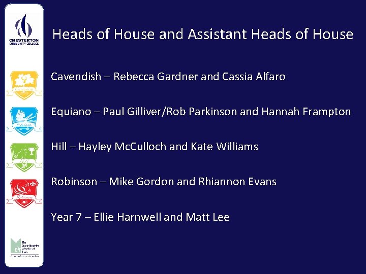 Heads of House and Assistant Heads of House Cavendish – Rebecca Gardner and Cassia