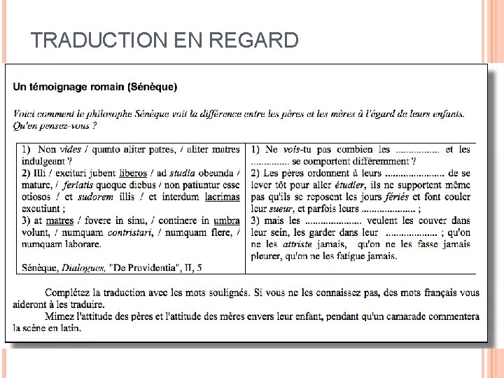 TRADUCTION EN REGARD 21 