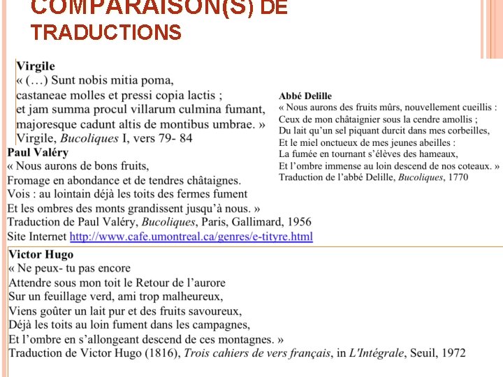 COMPARAISON(S) DE TRADUCTIONS 32 
