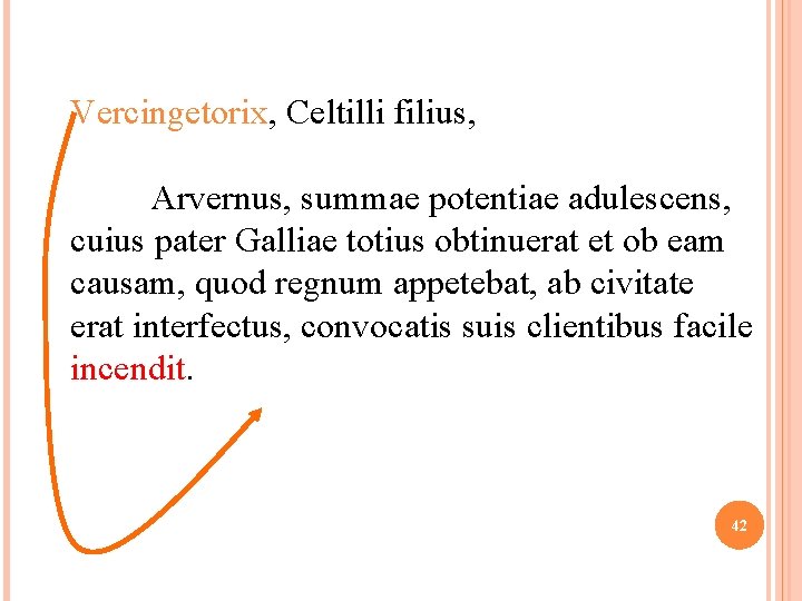 Vercingetorix, Celtilli filius, Arvernus, summae potentiae adulescens, cuius pater Galliae totius obtinuerat et ob