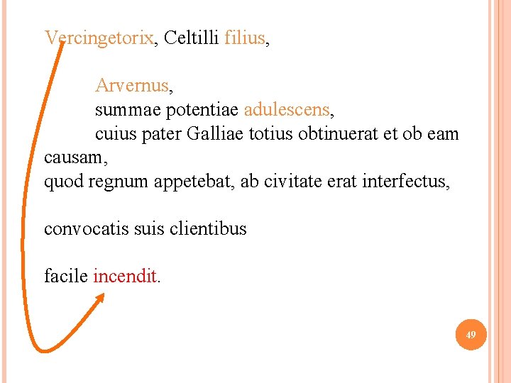 Vercingetorix, Celtilli filius, Arvernus, summae potentiae adulescens, cuius pater Galliae totius obtinuerat et ob