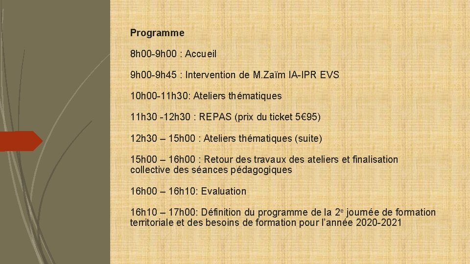 Programme 8 h 00 -9 h 00 : Accueil 9 h 00 -9 h