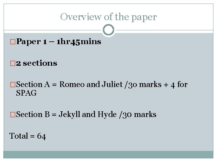 Overview of the paper �Paper 1 – 1 hr 45 mins � 2 sections