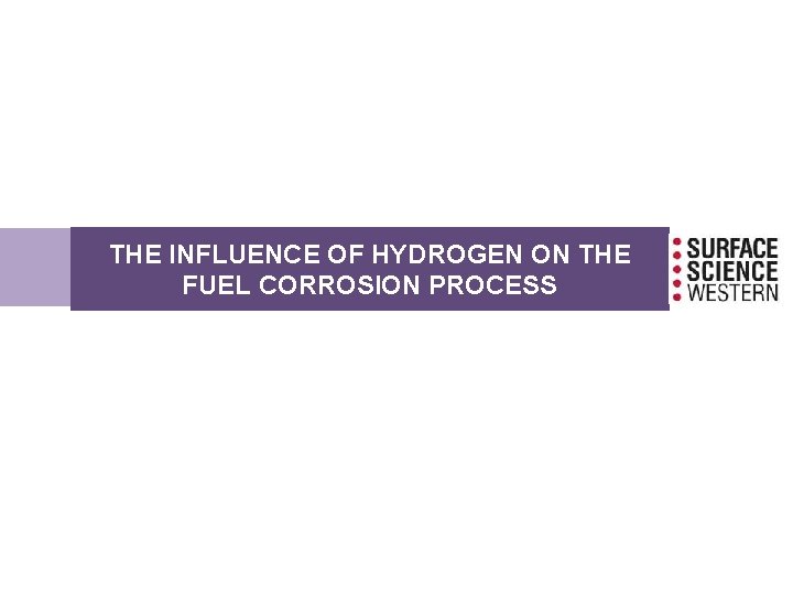 THE INFLUENCE OF HYDROGEN ON THE FUEL CORROSION PROCESS THE INFLUENCE OF HYDROGEN ON THE FUEL CORROSION PROCESS