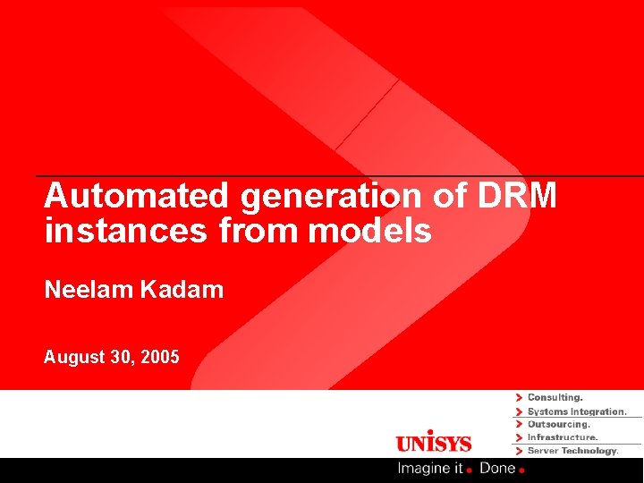 Automated generation of DRM instances from models Neelam Kadam August 30, 2005 