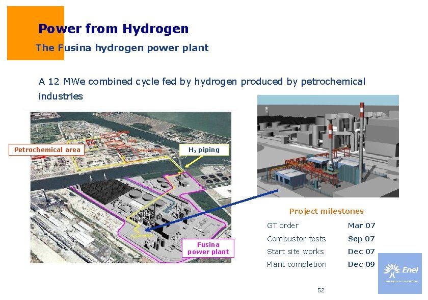 Power from Hydrogen The Fusina hydrogen power plant A 12 MWe combined cycle fed Power from Hydrogen The Fusina hydrogen power plant A 12 MWe combined cycle fed