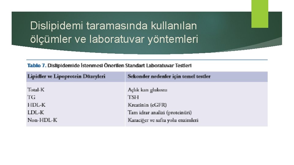 Dislipidemi taramasında kullanılan ölçümler ve laboratuvar yöntemleri 