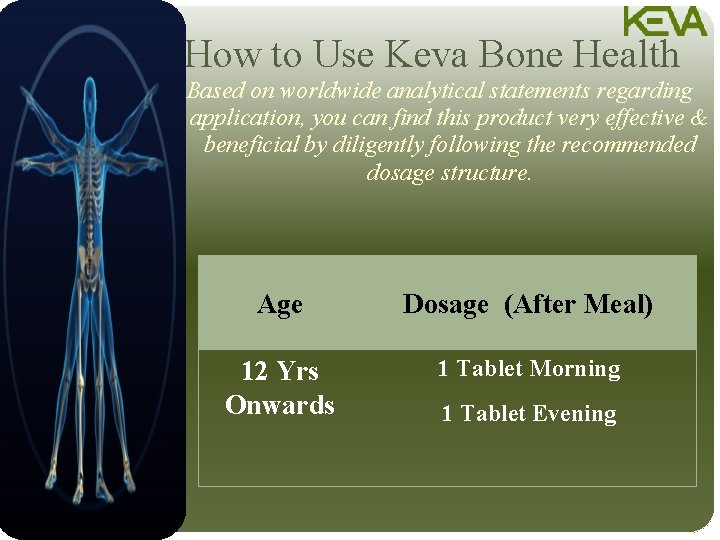 How to Use Keva Bone Health Based on worldwide analytical statements regarding application, you