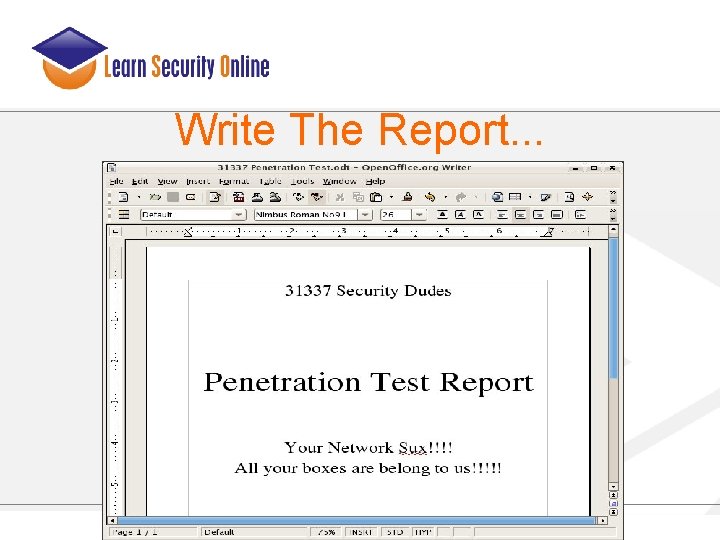 Write The Report. . . 