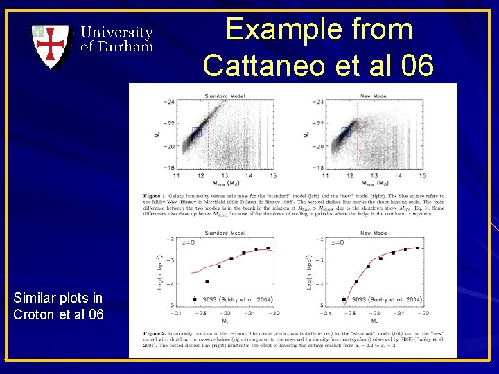 Example from Cattaneo et al 06 Similar plots in Croton et al 06 