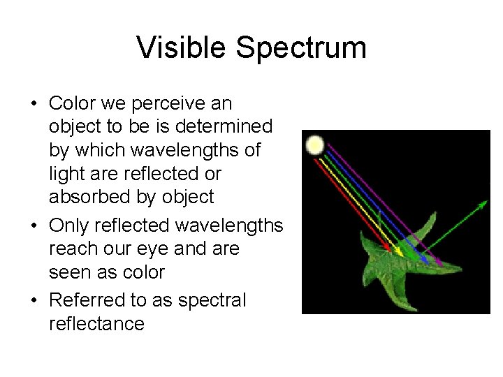 Visible Spectrum • Color we perceive an object to be is determined by which