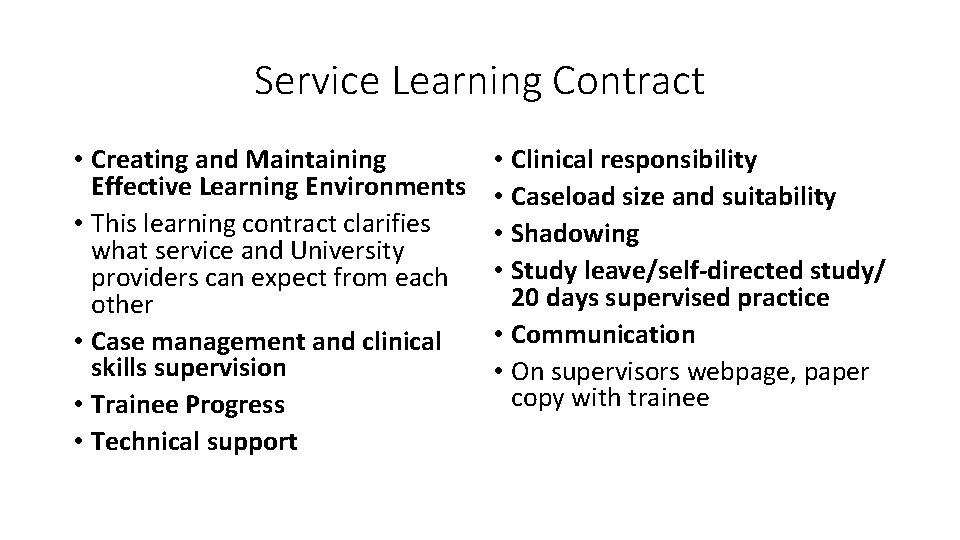 Service Learning Contract • Creating and Maintaining Effective Learning Environments • This learning contract