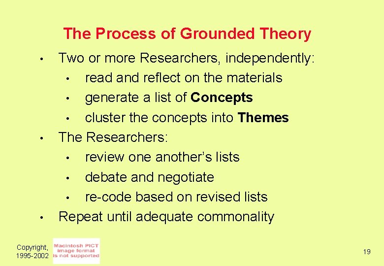 The Process of Grounded Theory • • • Copyright, 1995 -2002 Two or more
