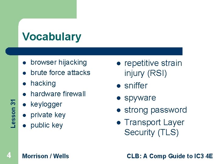 Vocabulary l l l Lesson 31 l 4 l l l browser hijacking brute