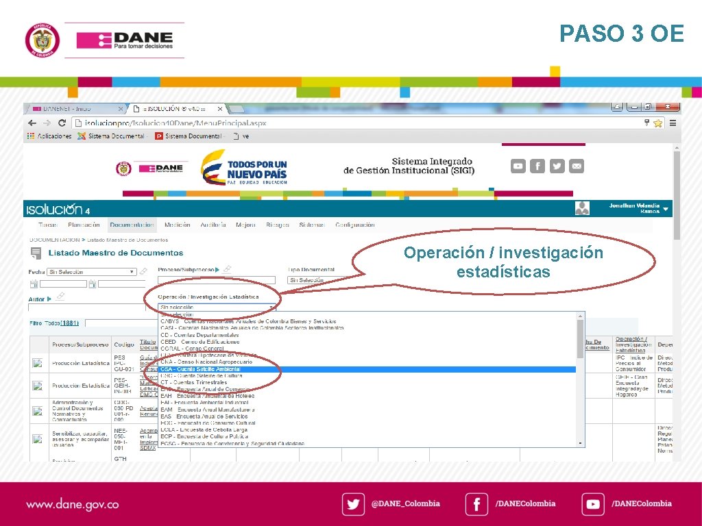 PASO 3 OE Operación / investigación estadísticas 