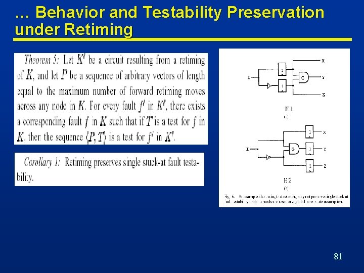 … Behavior and Testability Preservation under Retiming 81 