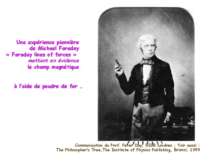 Une expérience pionnière de Michael Faraday « Faraday lines of forces » mettant en