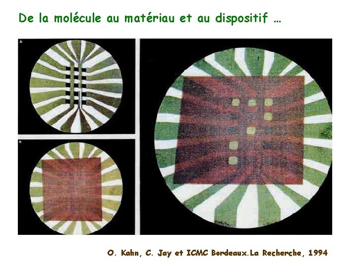 De la molécule au matériau et au dispositif … O. Kahn, C. Jay et