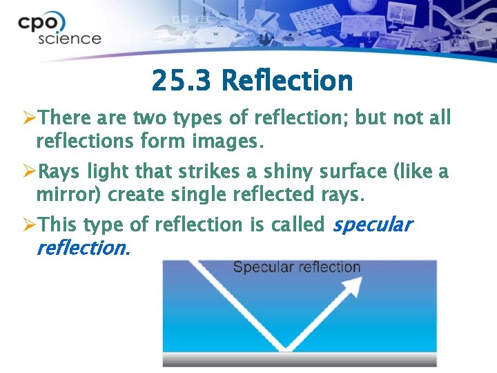 25. 3 Reflection ØThere are two types of reflection; but not all reflections form