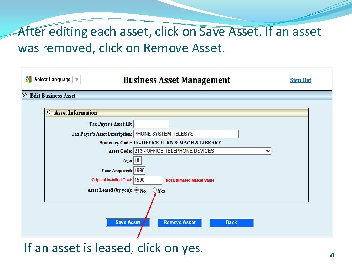 After editing each asset, click on Save Asset. If an asset was removed, click After editing each asset, click on Save Asset. If an asset was removed, click