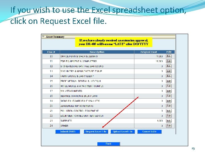 If you wish to use the Excel spreadsheet option, click on Request Excel file. If you wish to use the Excel spreadsheet option, click on Request Excel file.