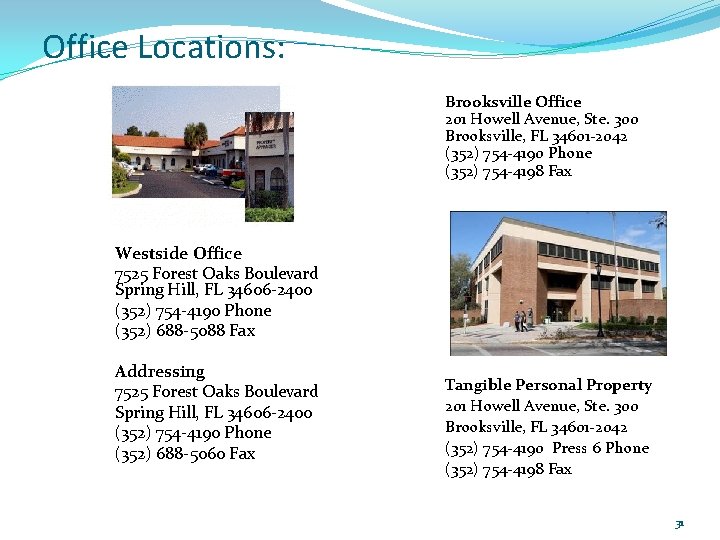 Office Locations: Brooksville Office 201 Howell Avenue, Ste. 300 Brooksville, FL 34601 -2042 (352) Office Locations: Brooksville Office 201 Howell Avenue, Ste. 300 Brooksville, FL 34601 -2042 (352)
