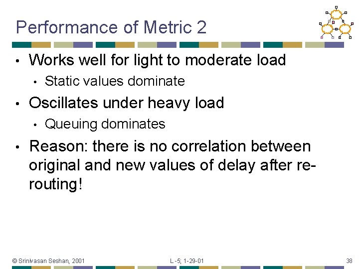 Performance of Metric 2 • Works well for light to moderate load • •