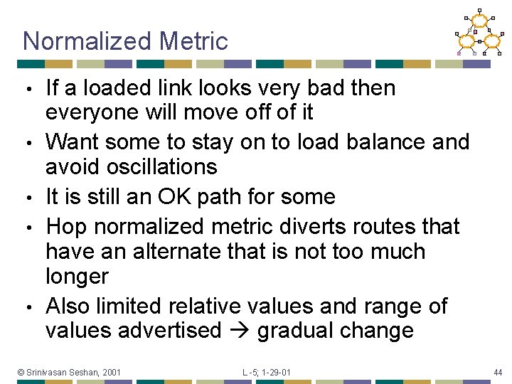 Normalized Metric • • • If a loaded link looks very bad then everyone