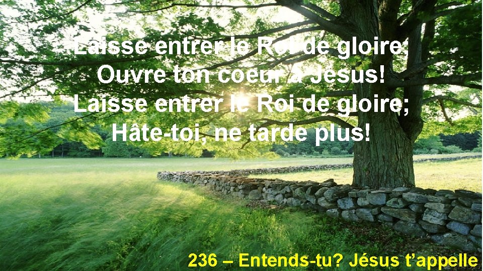 Laisse entrer le Roi de gloire; Ouvre ton coeur à Jésus! Laisse entrer le