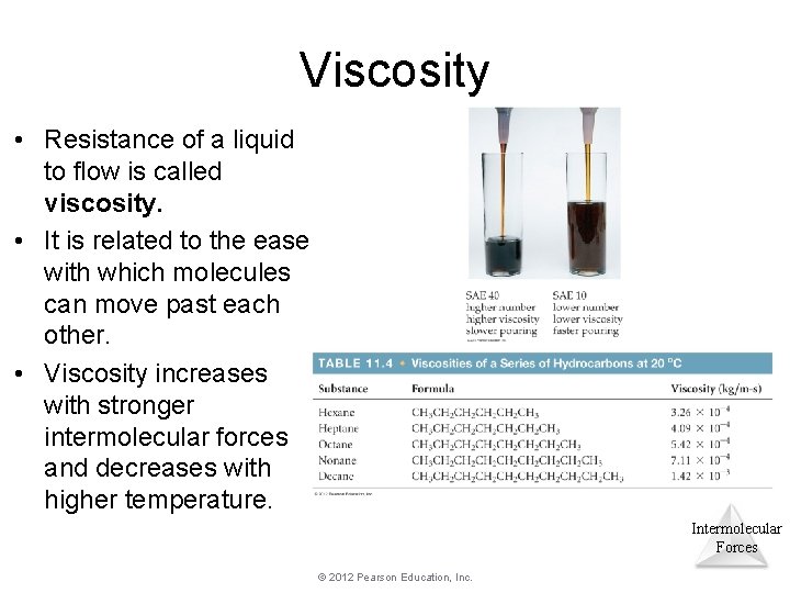 Viscosity • Resistance of a liquid to flow is called viscosity. • It is Viscosity • Resistance of a liquid to flow is called viscosity. • It is