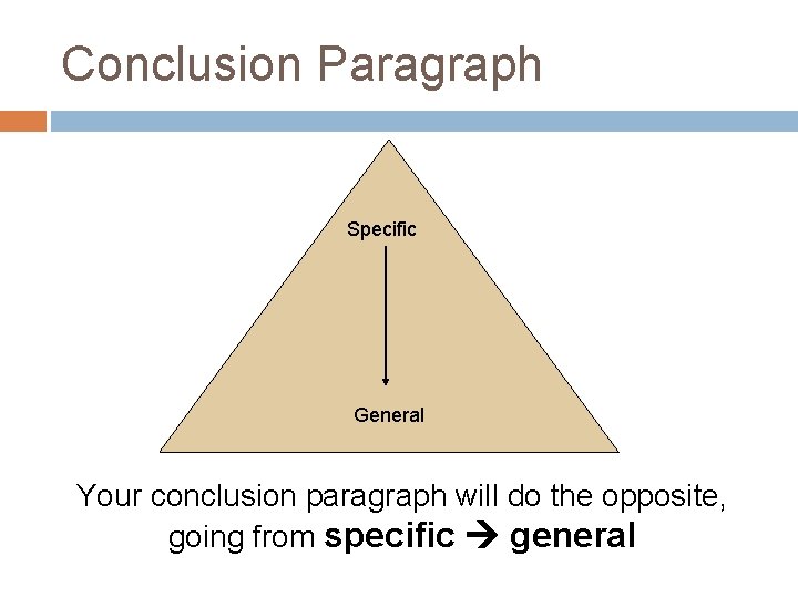 Conclusion Paragraph Specific General Your conclusion paragraph will do the opposite, going from specific