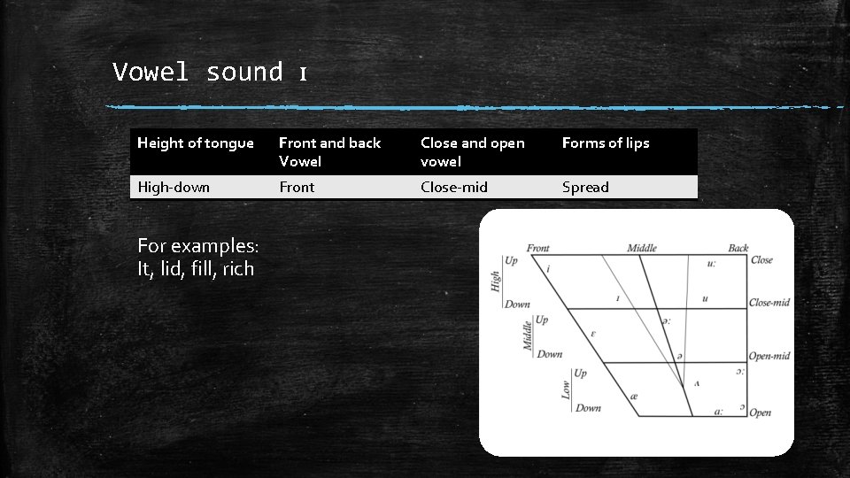 Vowel sound ɪ Height of tongue Front and back Vowel Close and open vowel